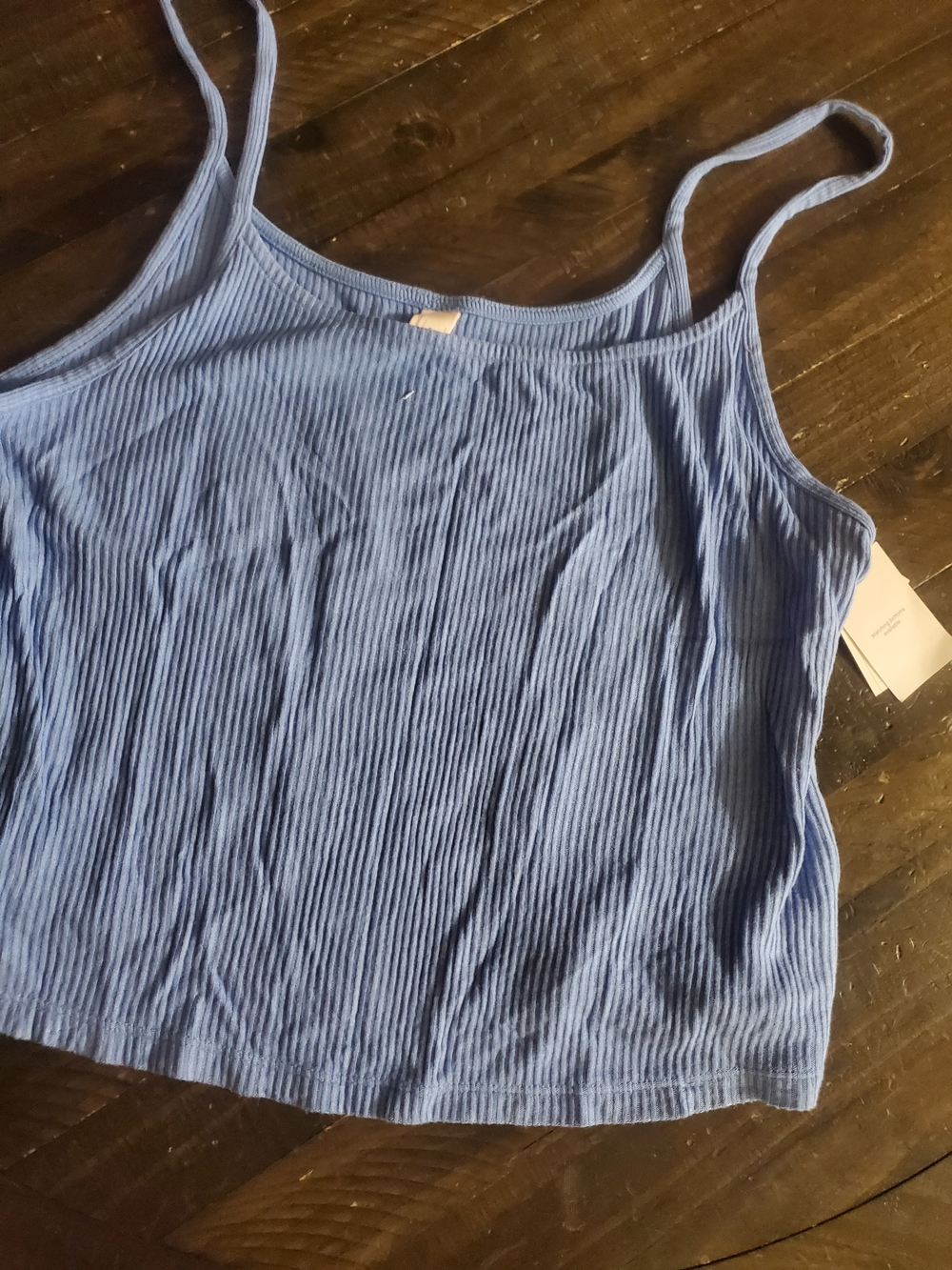 Auden Blue Ribbed Spaghetti Strap Pajama Top